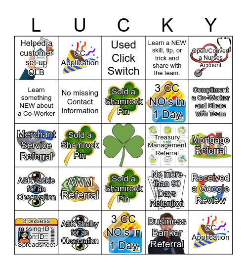 MARCH SHAMROCK BINGO Card