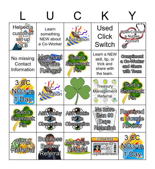 MARCH SHAMROCK BINGO Card