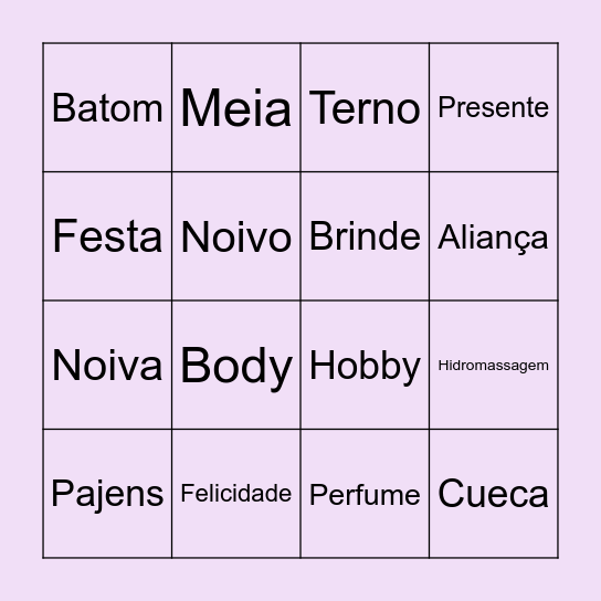 Despedida de Solteira da Joice Bingo Card