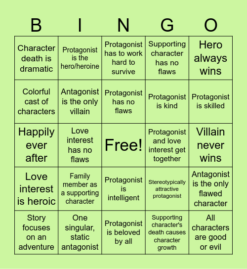 Tropes and Stereotypes Bingo Card