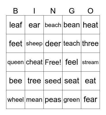 ee and ea Bingo Card