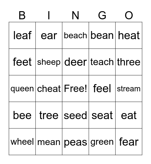 ee and ea Bingo Card