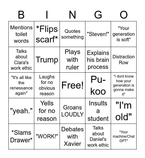 Hammond BINGO Card