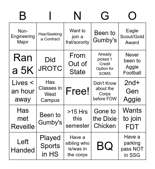 SOMS 111 - Lets meet eachother Bingo Card
