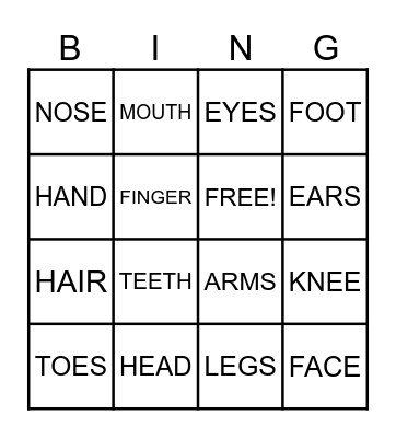 BODY BINGO Card