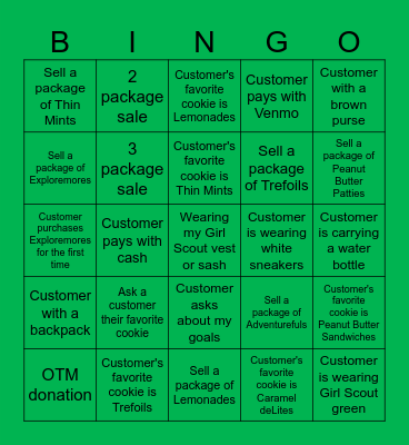 Booth Customer BINGO Card