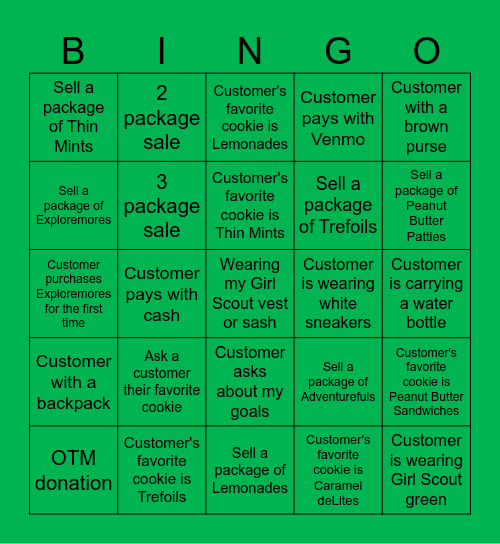 Booth Customer BINGO Card