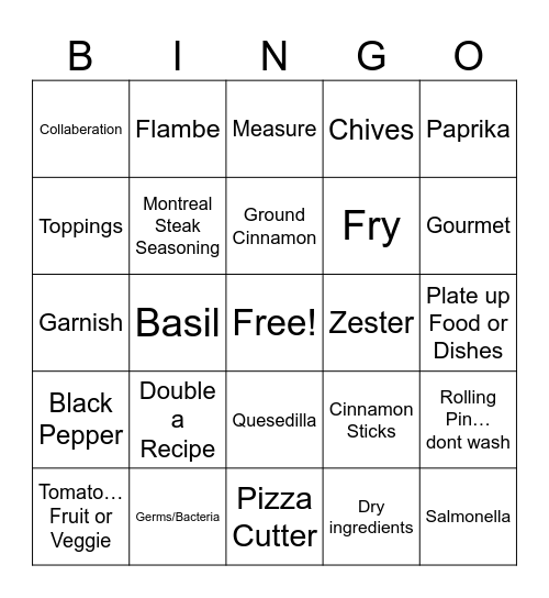 Life Skills Bingo Card