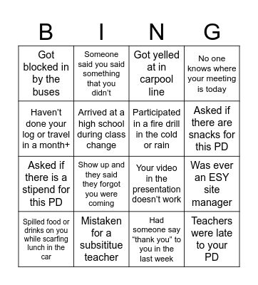 Untitled Bingo Card