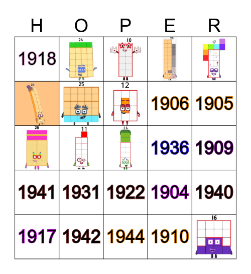 Number blocks Bingo Card