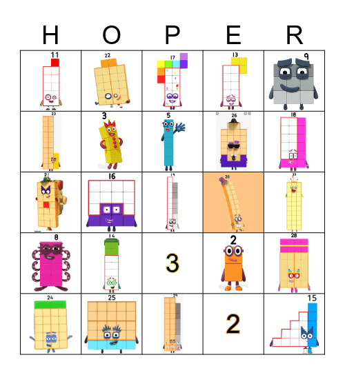 Number blocks Bingo Card