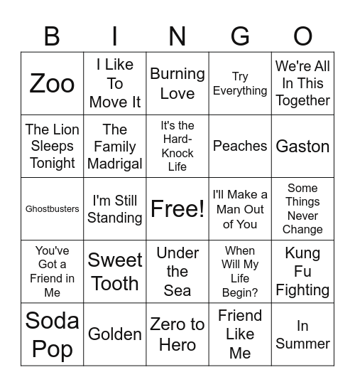 FPC Family Music Bingo Round 2 Bingo Card