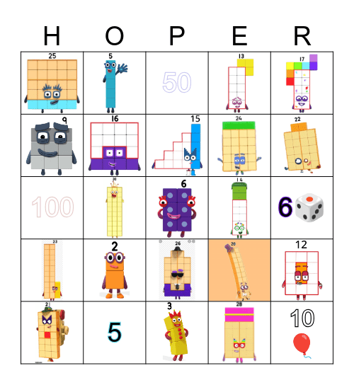 Number blocks Bingo Card