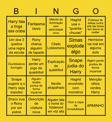 Prisioneiro de Azkaban Bingo Card