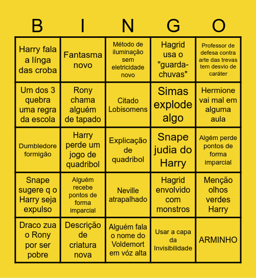 Prisioneiro de Azkaban Bingo Card