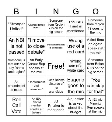 IEA-RA 2026 Bingo Card