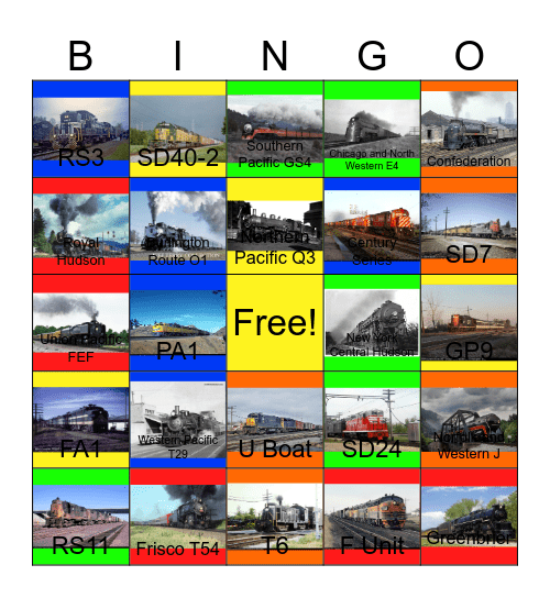 Passenger Cars that I would like to design one day Bingo Card