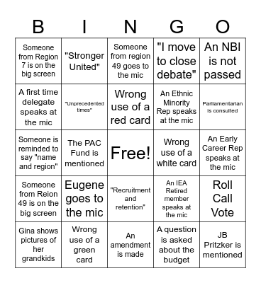 IEA-RA 2026 Bingo Card
