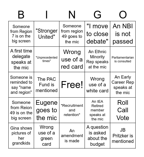 IEA-RA 2026 Bingo Card
