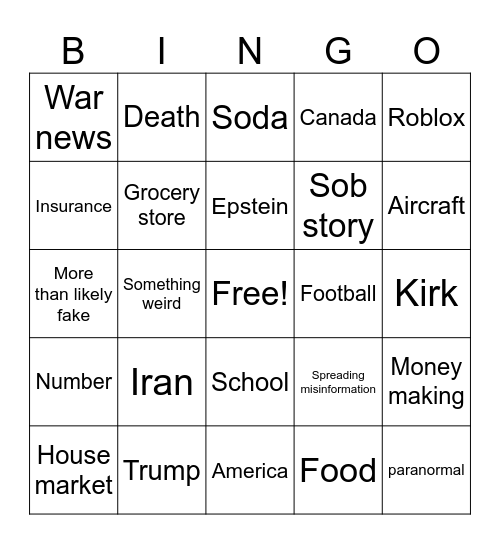 News Bingo Card