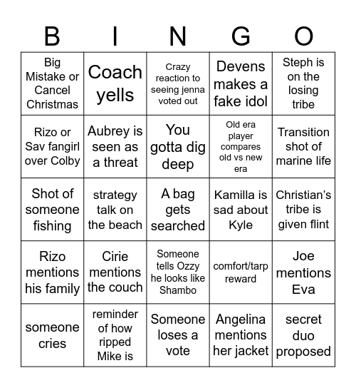 s50e2 Therapy Carousel Bingo Card