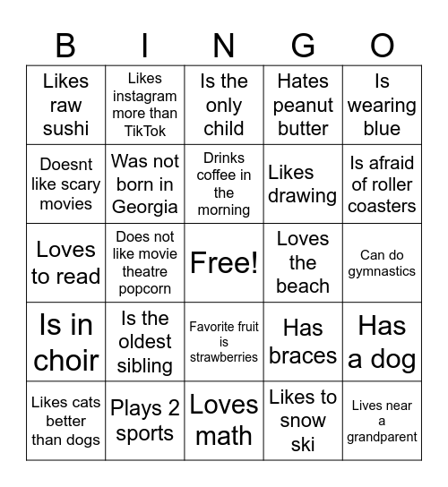 Team Bingo Card