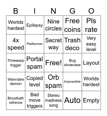 Recent tab Bingo Card