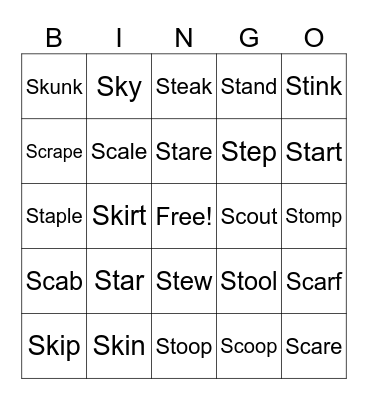 S blend BINGO Card