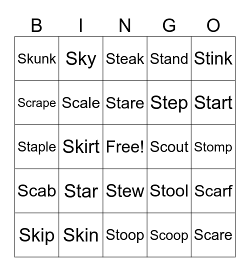 S blend BINGO Card