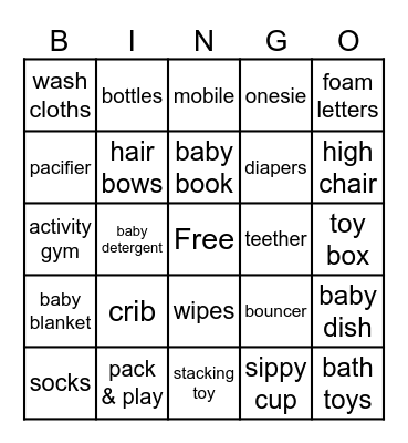 Baby Shower Bingo Card