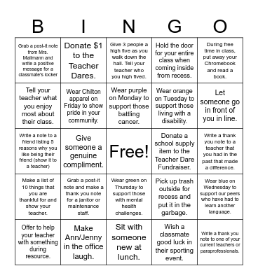 KINDNESS BINGO Card