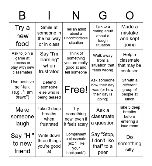 Luke's Bingo Card