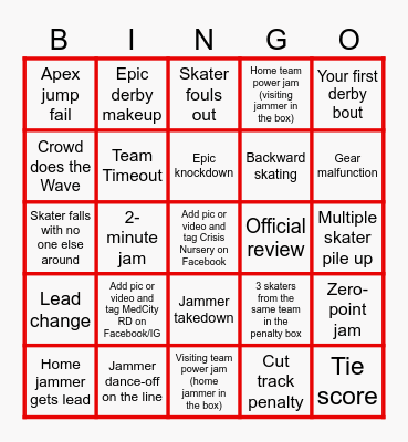 Derby Bingo Card