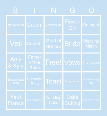 Bridal bingo Card