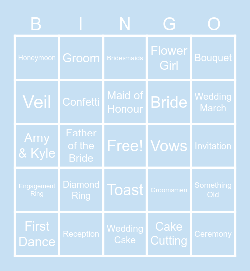 Bridal bingo Card