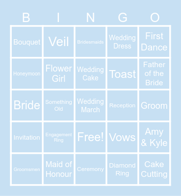 Bridal Bingo Card