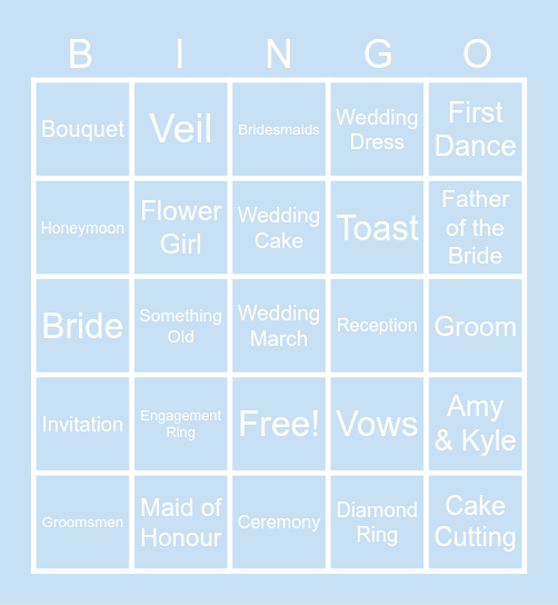 Bridal Bingo Card