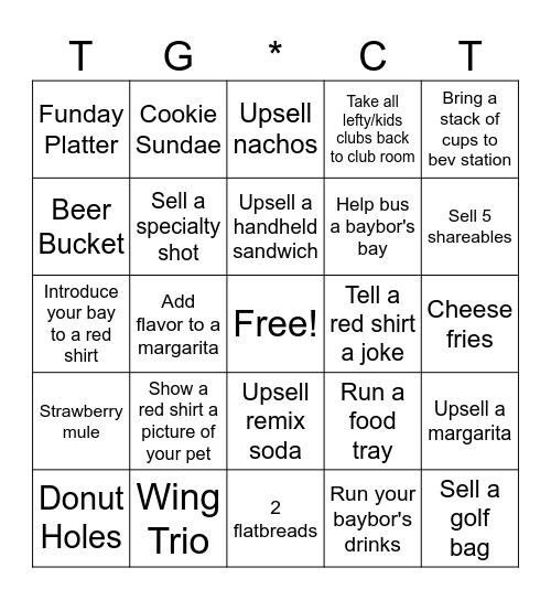 TOPGOLF BINGO Card