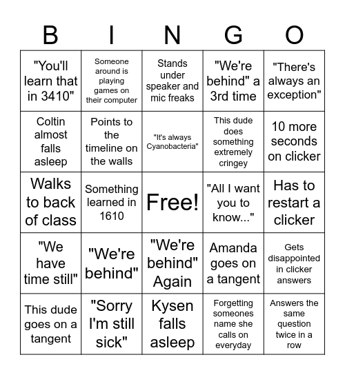 BIO 2 Bingo Card