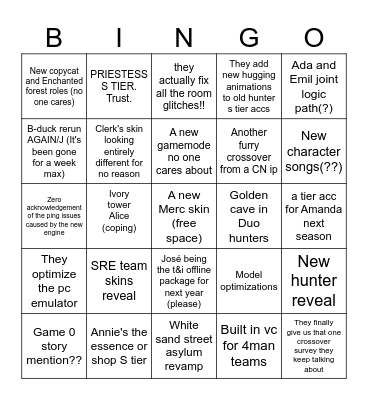 Idv reveal show Bingo Card