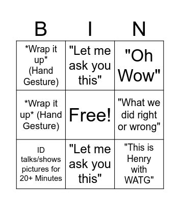 Meeting Bingo Card