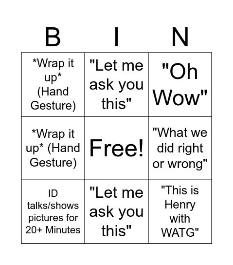 Meeting Bingo Card