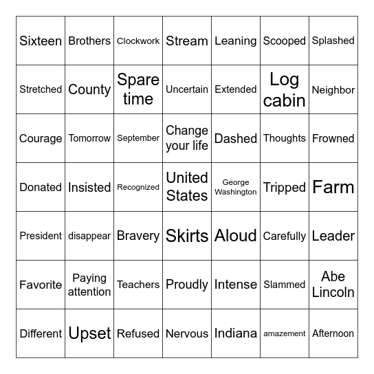 Jane's Discovery Bingo Card