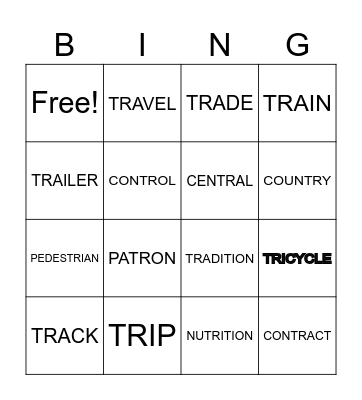 TR WORD BINGO Card