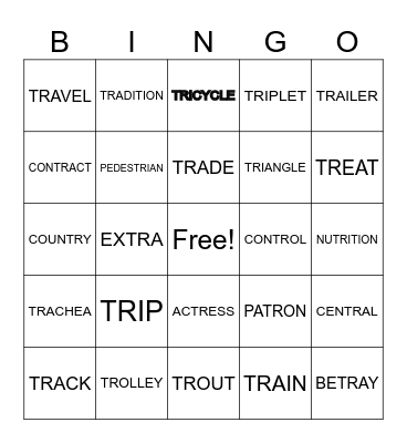 TR WORD BINGO Card