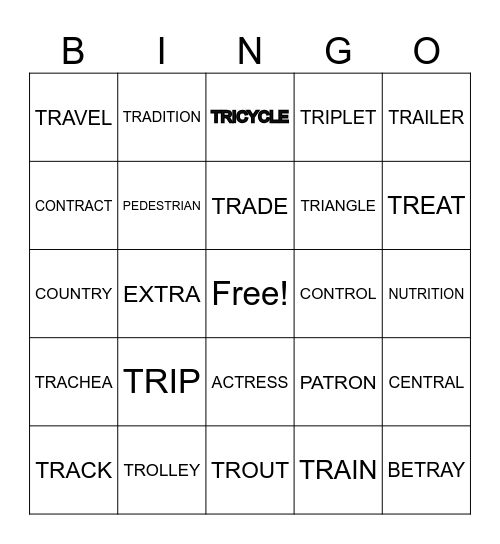 TR WORD BINGO Card