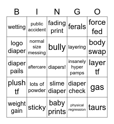 angel's babyfur bingo Card