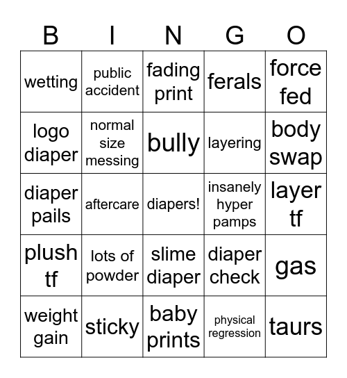 angel's babyfur bingo Card