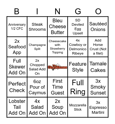 Hendy - Chop House Bingo Card