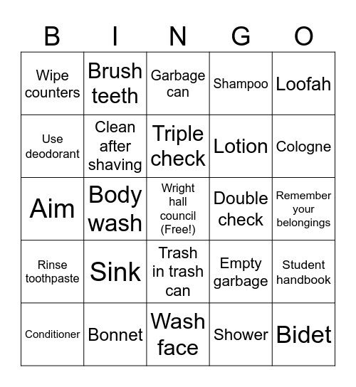 Wright's Bubble Bath Bingo! Bingo Card